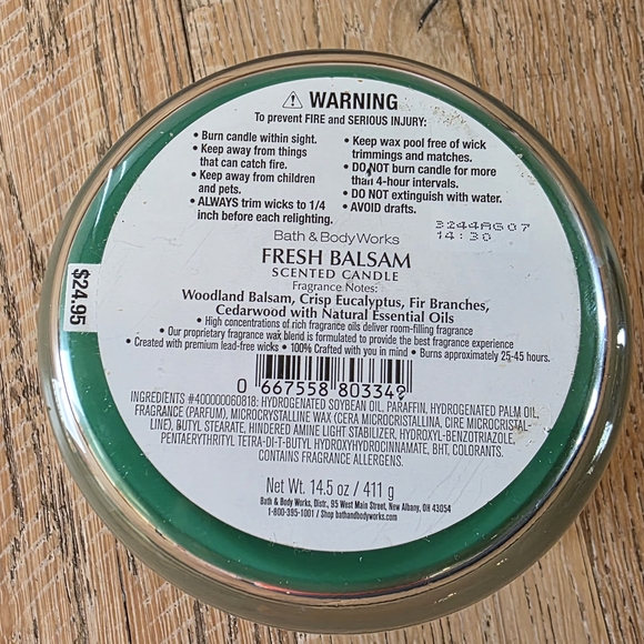 Bath & Body Works 3 Wick Fresh Balsam Scented Candle Decorative Lid Mouse - Picture 3 of 3